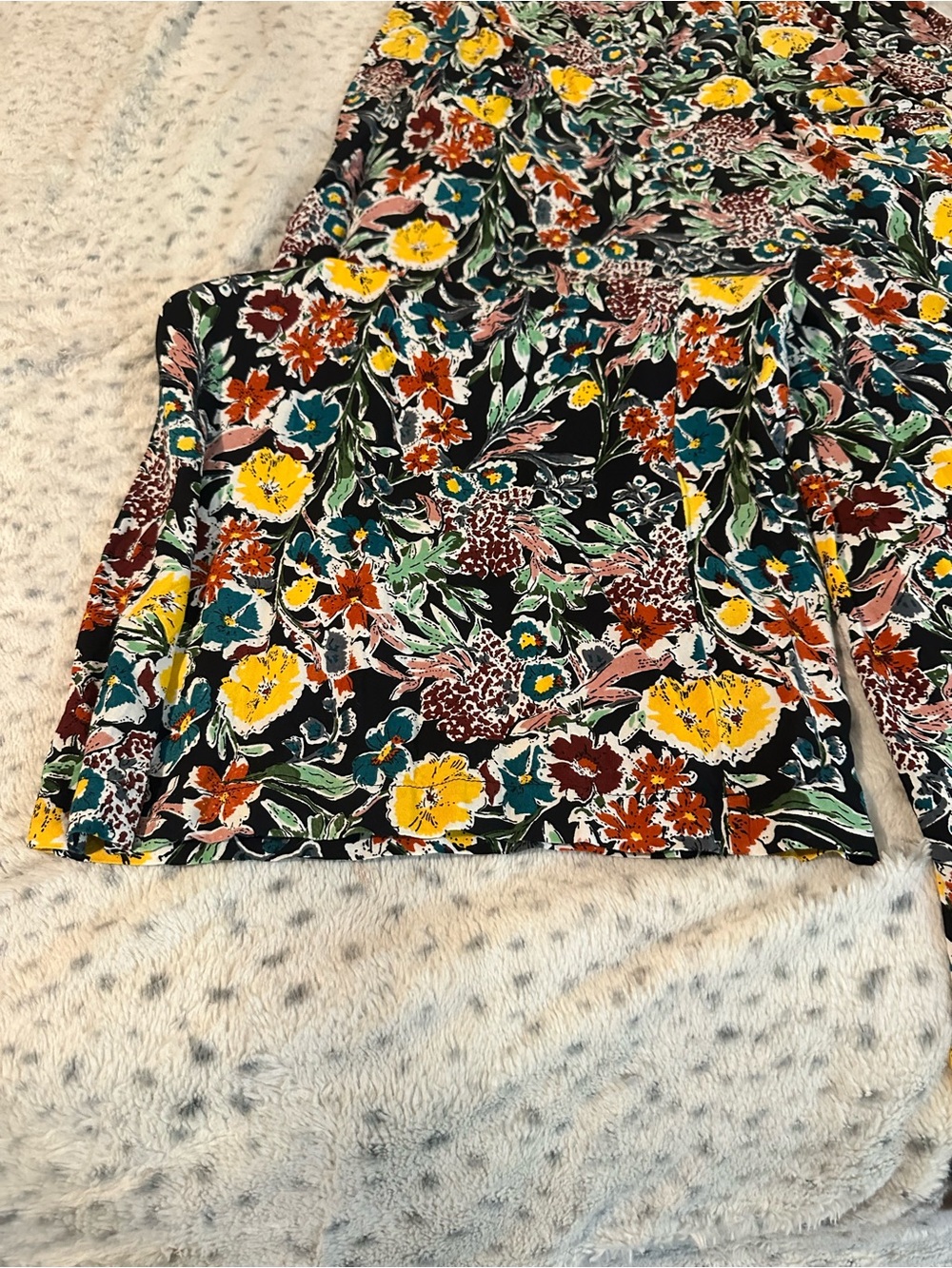 NATURAL LIFE Black Floral Jumpsuit with Yellow, Teal & Rust Flowers - Picture 4 of 9